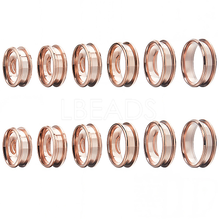 12Pcs 6 Size 304 Stainless Steel Grooved Finger Ring Settings RJEW-SC0001-04-1