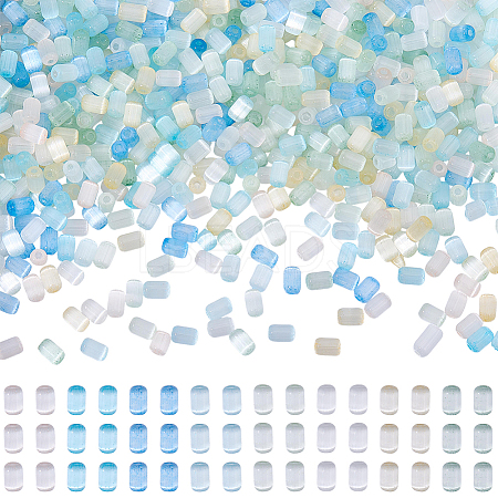 96G 8 Colors Imitation Cat Eye Glass Cylinder Seed Beads GLAA-SC0003-20A-1