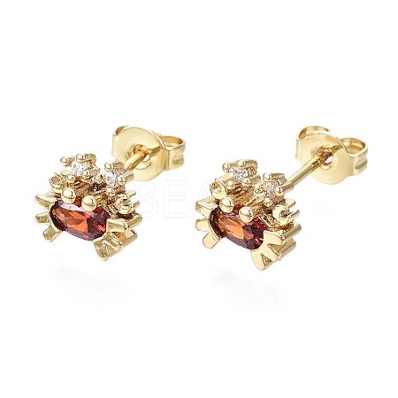 Brass Micro Pave Cubic Zirconia Stud Earrings X-EJEW-S210-008-NR-1