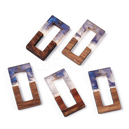 Transparent Resin & Walnut Wood Pendants RESI-ZX017-41-1