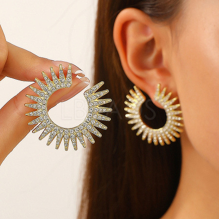 304 Stainless Steel Rhinestone Stud Earrings FS-WG82045-06-1