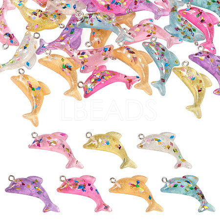 28Pcs 7 Colors Transparent Resin Pendants DIY-TA0004-59-1