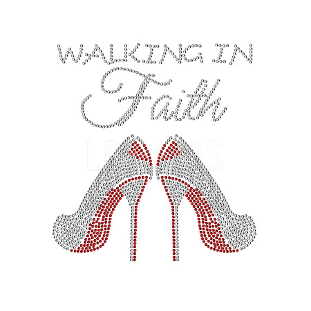 High-heeled Shoes Glass Rhinestone Patches DIY-WH0303-009-1