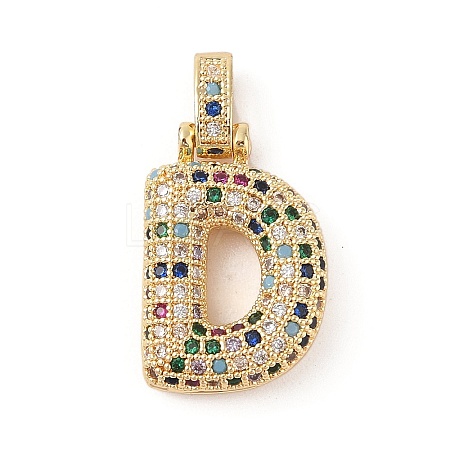 Brass Micro Pave Cubic Zirconia Pendants ZIRC-P121-01G-D-1
