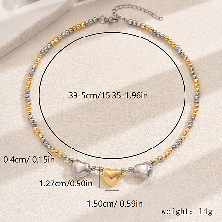 Element Heart Brass Beaded Necklaces for Women TT0100-4-1