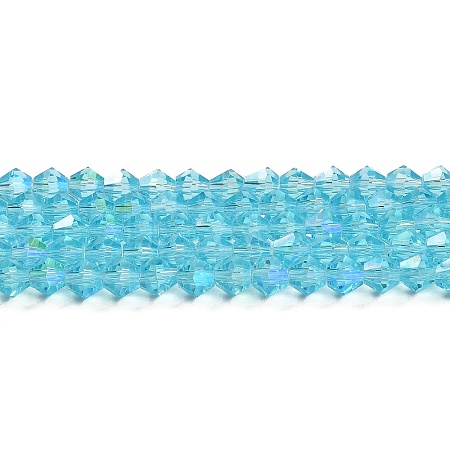 Transparent Electroplate Glass Beads Strands EGLA-A039-T4mm-L20-1