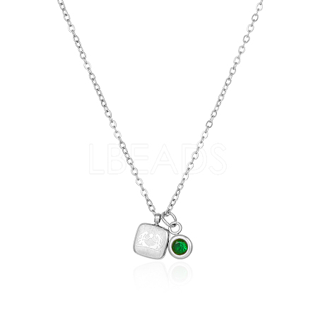 Simple Stainless Steel Square Pendant Necklaces for Women's Daily Wear QS9194-1-1