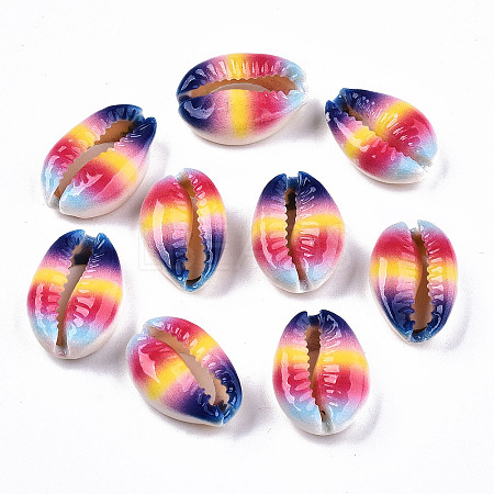 Printed Natural Cowrie Shell Beads SHEL-S266-20B-1