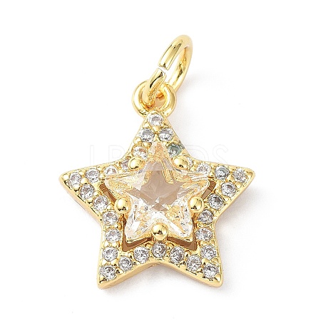 Brass Cubic Zirconia Charms X-ZIRC-C022-07G-1