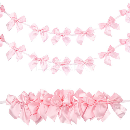 2Pcs Cloth Bowknot Hanging Banner for Christmas Tree Decoration AJEW-SP0002-82D-1