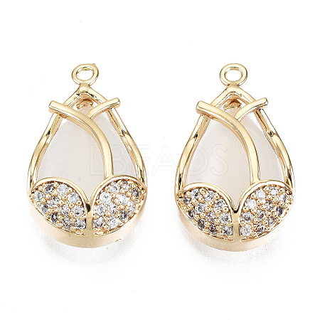 Brass Micro Pave Clear Cubic Zirconia Pendants KK-T056-70G-NF-1