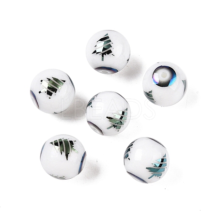 Christmas Opaque Glass Beads X-EGLA-R113-02E-1