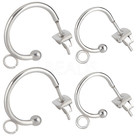 Beebeecraft 20Pcs 2 Size 304 Stainless Steel Half Hoop Earring Findings STAS-BBC0002-22-1