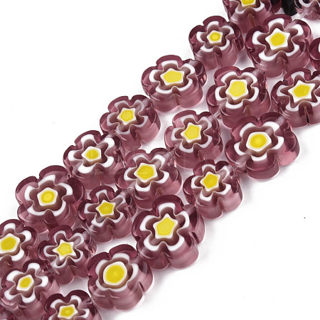 Handmade Millefiori Glass Bead Strands LAMP-N029-017D-19-1