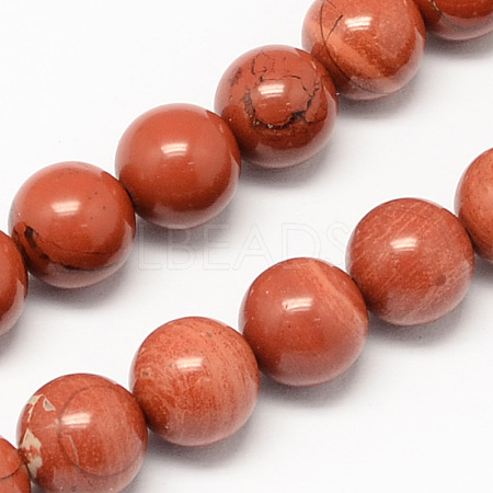 Natural Red Jasper Bead Strands G-R193-11-6mm-1
