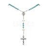 Synthetic Turquoise Rosary Bead Necklaces NJEW-TA00122-02-1