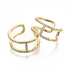 Brass Micro Pave Clear Cubic Zirconia Cuff Rings RJEW-S045-020G-NR-2
