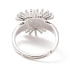 Black Cubic Zirconia Heart Sun Adjustable Ring RJEW-C028-03P-3
