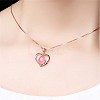 Valentine's Day Theme Heart Shape Brass Clear Cubic Zirconia Pendants Necklaces SJEW-BB62033-C-3