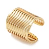 Hollow Ripple Rack Plating Brass Open Cuff Rings RJEW-M172-02G-1