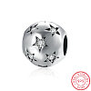 Round 925 Sterling Silver Cubic Zirconia European Beads STER-BB15825-8