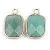 Faceted Natural Green Aventurine Pendants G-S359-179A-2