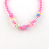 Flower Acrylic Pendant Necklaces and Stretch Bracelets Jewelry Sets SJEW-R048-04-7