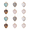 12Pcs 6 Style Electroplate Natural Gemstone Pendants G-LS0002-09-2