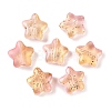 Transparent Spray Painted Frosted Glass Beads X2-GLAA-NH0003-01B-1