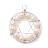 Natural Cultured Freshwater Pearl Round Beaded Ring Pendants PALLOY-JF02617-02-1