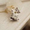 304 Stainless Steel Enamel Cute Cat Shape Pendant Necklaces for Women SA-G068-01G-01-1