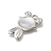 304 Stainless Steel Pave Natural White Shell Pendants STAS-C122-21F-02P-2