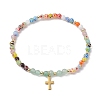 4mm Round Gemstone & Handmade Lampwork Beaded Stretch Bracelets BJEW-JB10257-3