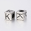 304 Stainless Steel Large Hole Letter European Beads STAS-H428-01AS-K-2