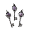 Key Brass Natural Amethyst Big Pendants KK-D361-01AS-16-1