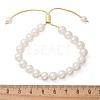 Shell Pearl Beaded Slider Bracelet with Brass Snake Chain X-BJEW-B066-01B-02-2