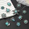 12Pcs 12 Styles Alloy Rhinestone & Resin Imitation Turquoise Snap Buttons BUTT-CJ0001-04-6