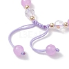 Flower Glass & Acrylic Braided Bead Adjustable Bracelets for Women BJEW-JB10446-5