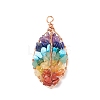 Chakra Natural Mixed Stone Chip Big Pendants PALLOY-JF01662-01-1