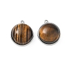304 Stainless Steel & Natural Tiger Eye Pendants SA-CBA11D7-03P-1