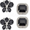 2 Pairs 2 Style Butterfly & Rectangle Glass Rhinestone Shoe Decoration AJEW-AR0001-82-1