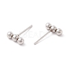 201 Stainless Steel Beaded Horizontal Bar Stud Earrings with 316 Stainless Steel Pin for Women STAS-K238-01P-3