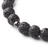 Natural Lapis Lazuli(Dyed) & Lava Rock Round Beads Stretch Bracelets Set BJEW-JB06982-03-12