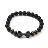 Natural Black Agate(Dyed & Heated) Beads Stretch Bracelets BJEW-JB04801-01-1