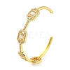 Rack Plating Brass Cubic Zirconia Rectangle Beaded Open Cuff Bangle EJEW-K245-53G-1