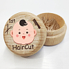 Round Beech Wooden 3D Engraved My First Curl/Tooth Box CON-WH0120-007-1