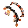 2Pcs Spray Painted Crackle Glass Round Beads Stretch Bracelets BJEW-JB12484-02-4