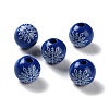 Printed Wood European Beads WOOD-Z002-08B-1