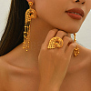 Vintage Alloy Hollowed-out Conch Shape Ring & Tassel Earrings Sets for Women CY8500-4