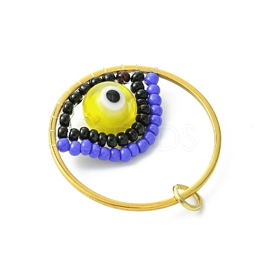 Glass Seed Beaded Evil Eye Pendants PALLOY-MZ00532-03-1